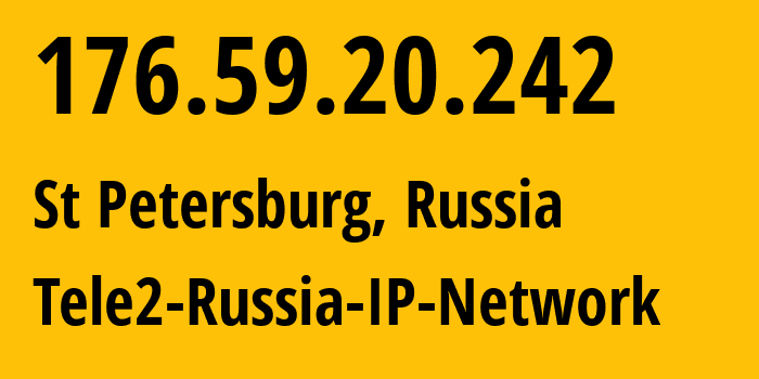 IP-адрес 176.59.20.242 (Санкт-Петербург, Санкт-Петербург, Россия) определить местоположение, координаты на карте, ISP провайдер AS15378 Tele2-Russia-IP-Network // кто провайдер айпи-адреса 176.59.20.242