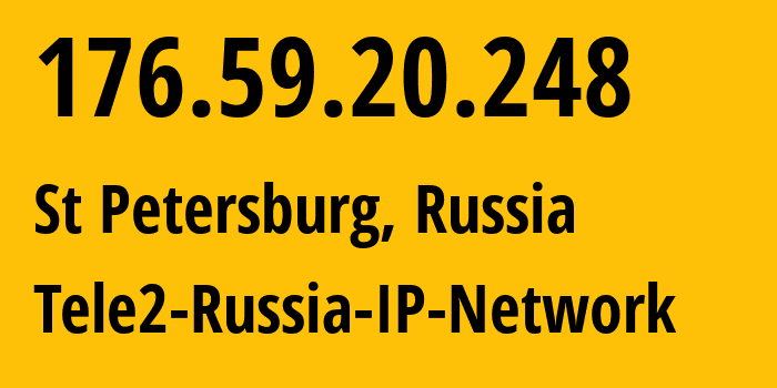 IP address 176.59.20.248 (St Petersburg, St.-Petersburg, Russia) get location, coordinates on map, ISP provider AS15378 Tele2-Russia-IP-Network // who is provider of ip address 176.59.20.248, whose IP address