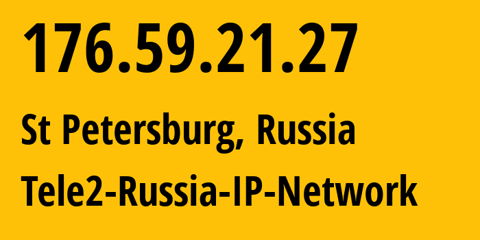 IP-адрес 176.59.21.27 (Санкт-Петербург, Санкт-Петербург, Россия) определить местоположение, координаты на карте, ISP провайдер AS15378 Tele2-Russia-IP-Network // кто провайдер айпи-адреса 176.59.21.27