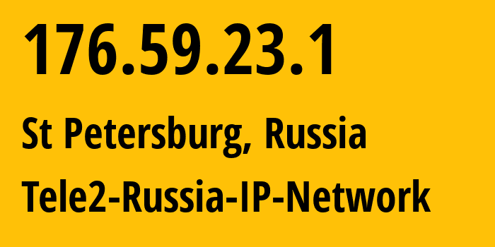 IP address 176.59.23.1 (St Petersburg, St.-Petersburg, Russia) get location, coordinates on map, ISP provider AS15378 Tele2-Russia-IP-Network // who is provider of ip address 176.59.23.1, whose IP address