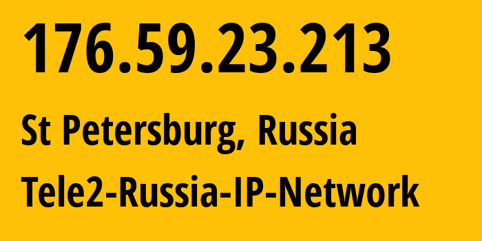 IP-адрес 176.59.23.213 (Санкт-Петербург, Санкт-Петербург, Россия) определить местоположение, координаты на карте, ISP провайдер AS15378 Tele2-Russia-IP-Network // кто провайдер айпи-адреса 176.59.23.213