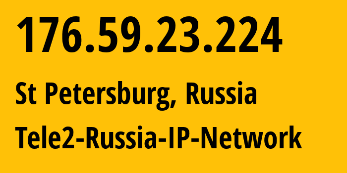 IP address 176.59.23.224 (St Petersburg, St.-Petersburg, Russia) get location, coordinates on map, ISP provider AS15378 Tele2-Russia-IP-Network // who is provider of ip address 176.59.23.224, whose IP address