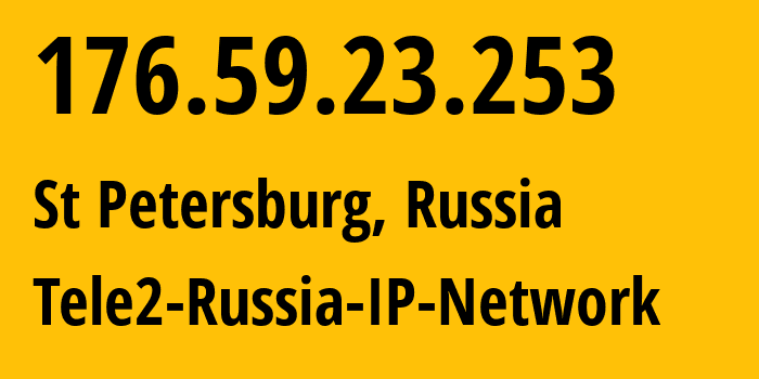 IP address 176.59.23.253 (St Petersburg, St.-Petersburg, Russia) get location, coordinates on map, ISP provider AS15378 Tele2-Russia-IP-Network // who is provider of ip address 176.59.23.253, whose IP address