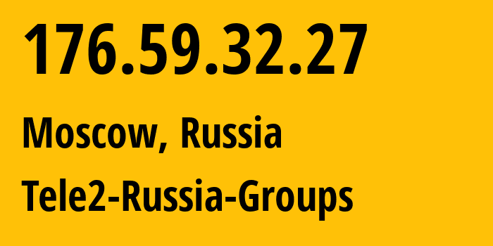 IP-адрес 176.59.32.27 (Москва, Москва, Россия) определить местоположение, координаты на карте, ISP провайдер AS12958 Tele2-Russia-Groups // кто провайдер айпи-адреса 176.59.32.27