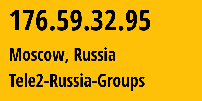 IP-адрес 176.59.32.95 (Москва, Москва, Россия) определить местоположение, координаты на карте, ISP провайдер AS12958 Tele2-Russia-Groups // кто провайдер айпи-адреса 176.59.32.95