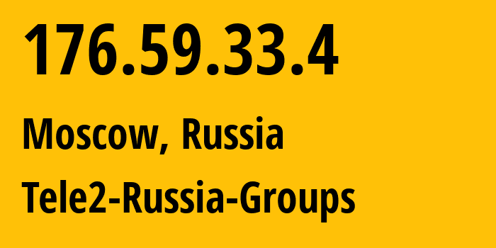 IP-адрес 176.59.33.4 (Москва, Москва, Россия) определить местоположение, координаты на карте, ISP провайдер AS12958 Tele2-Russia-Groups // кто провайдер айпи-адреса 176.59.33.4