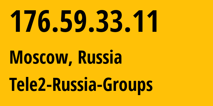 IP-адрес 176.59.33.11 (Москва, Москва, Россия) определить местоположение, координаты на карте, ISP провайдер AS12958 Tele2-Russia-Groups // кто провайдер айпи-адреса 176.59.33.11