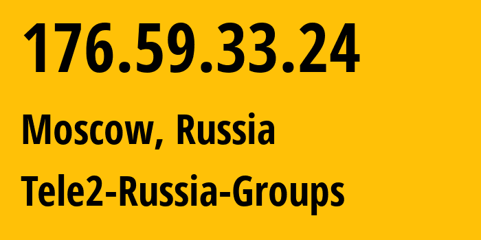 IP address 176.59.33.24 (Moscow, Moscow, Russia) get location, coordinates on map, ISP provider AS12958 Tele2-Russia-Groups // who is provider of ip address 176.59.33.24, whose IP address
