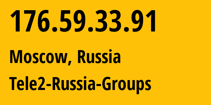 IP address 176.59.33.91 (Moscow, Moscow, Russia) get location, coordinates on map, ISP provider AS12958 Tele2-Russia-Groups // who is provider of ip address 176.59.33.91, whose IP address