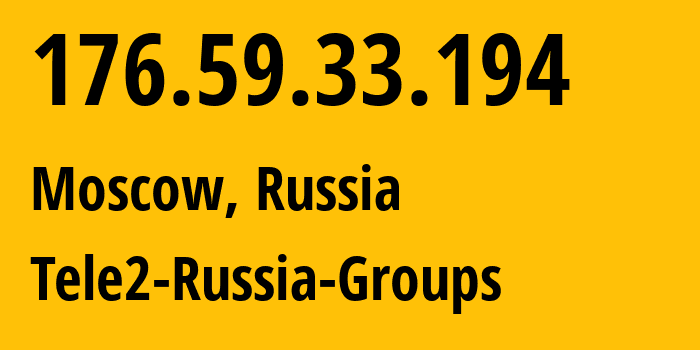 IP address 176.59.33.194 (Moscow, Moscow, Russia) get location, coordinates on map, ISP provider AS12958 Tele2-Russia-Groups // who is provider of ip address 176.59.33.194, whose IP address