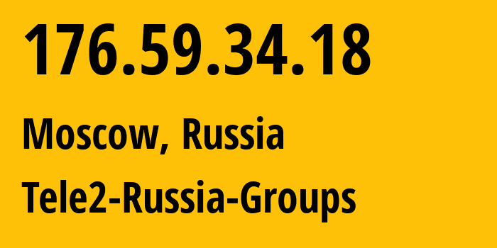 IP-адрес 176.59.34.18 (Москва, Москва, Россия) определить местоположение, координаты на карте, ISP провайдер AS12958 Tele2-Russia-Groups // кто провайдер айпи-адреса 176.59.34.18