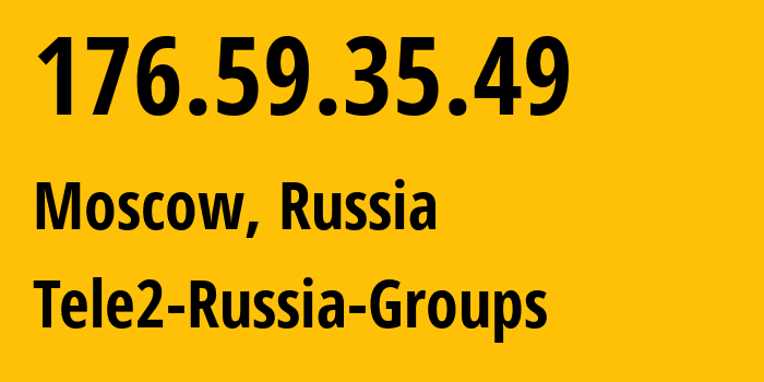 IP-адрес 176.59.35.49 (Москва, Москва, Россия) определить местоположение, координаты на карте, ISP провайдер AS12958 Tele2-Russia-Groups // кто провайдер айпи-адреса 176.59.35.49