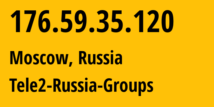 IP-адрес 176.59.35.120 (Москва, Москва, Россия) определить местоположение, координаты на карте, ISP провайдер AS12958 Tele2-Russia-Groups // кто провайдер айпи-адреса 176.59.35.120