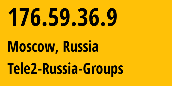 IP address 176.59.36.9 (Moscow, Moscow, Russia) get location, coordinates on map, ISP provider AS12958 Tele2-Russia-Groups // who is provider of ip address 176.59.36.9, whose IP address