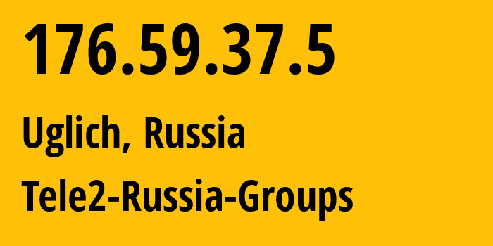 IP address 176.59.37.5 (Uglich, Yaroslavl Oblast, Russia) get location, coordinates on map, ISP provider AS12958 Tele2-Russia-Groups // who is provider of ip address 176.59.37.5, whose IP address