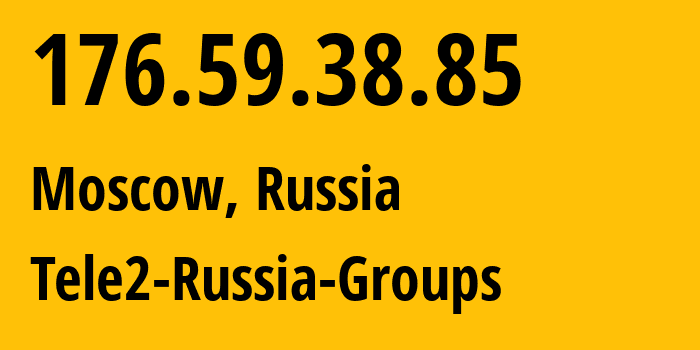 IP-адрес 176.59.38.85 (Москва, Москва, Россия) определить местоположение, координаты на карте, ISP провайдер AS12958 Tele2-Russia-Groups // кто провайдер айпи-адреса 176.59.38.85