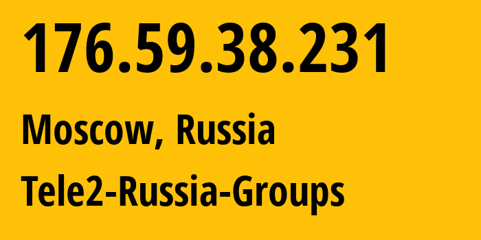 IP address 176.59.38.231 (Moscow, Moscow, Russia) get location, coordinates on map, ISP provider AS12958 Tele2-Russia-Groups // who is provider of ip address 176.59.38.231, whose IP address