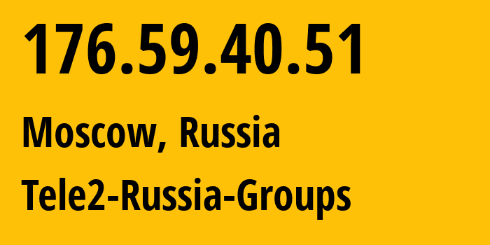 IP-адрес 176.59.40.51 (Москва, Москва, Россия) определить местоположение, координаты на карте, ISP провайдер AS12958 Tele2-Russia-Groups // кто провайдер айпи-адреса 176.59.40.51