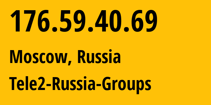 IP address 176.59.40.69 (Moscow, Moscow, Russia) get location, coordinates on map, ISP provider AS12958 Tele2-Russia-Groups // who is provider of ip address 176.59.40.69, whose IP address