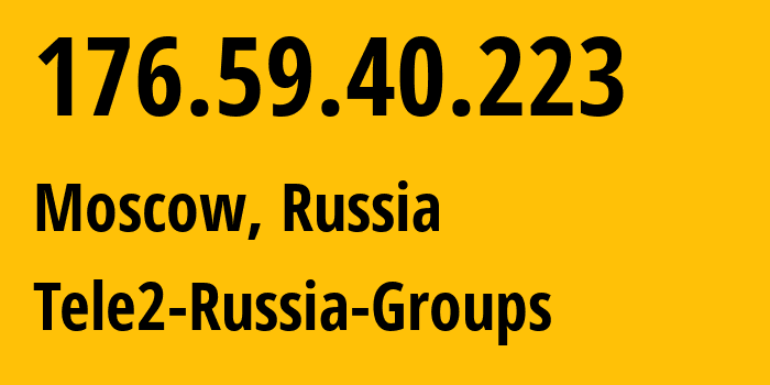 IP address 176.59.40.223 (Moscow, Moscow, Russia) get location, coordinates on map, ISP provider AS12958 Tele2-Russia-Groups // who is provider of ip address 176.59.40.223, whose IP address