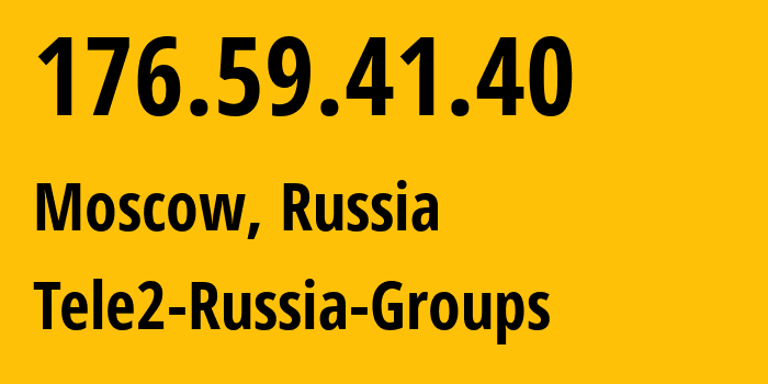 IP-адрес 176.59.41.40 (Москва, Москва, Россия) определить местоположение, координаты на карте, ISP провайдер AS12958 Tele2-Russia-Groups // кто провайдер айпи-адреса 176.59.41.40