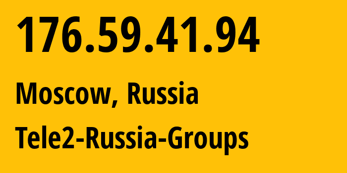 IP-адрес 176.59.41.94 (Москва, Москва, Россия) определить местоположение, координаты на карте, ISP провайдер AS12958 Tele2-Russia-Groups // кто провайдер айпи-адреса 176.59.41.94