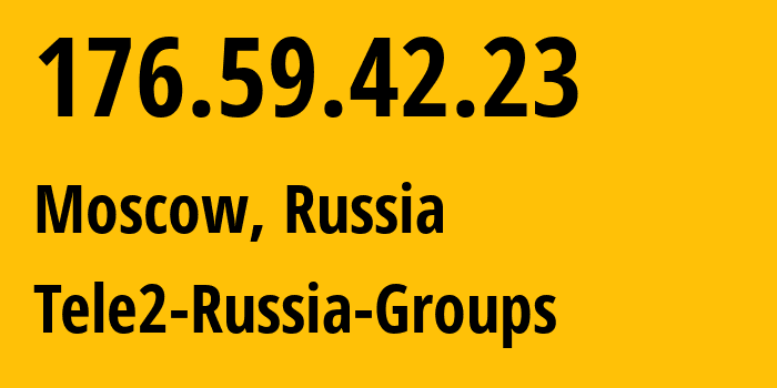 IP address 176.59.42.23 (Moscow, Moscow, Russia) get location, coordinates on map, ISP provider AS12958 Tele2-Russia-Groups // who is provider of ip address 176.59.42.23, whose IP address