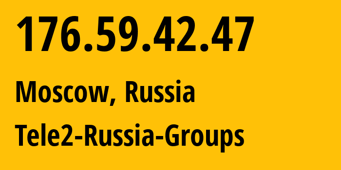 IP-адрес 176.59.42.47 (Москва, Москва, Россия) определить местоположение, координаты на карте, ISP провайдер AS12958 Tele2-Russia-Groups // кто провайдер айпи-адреса 176.59.42.47