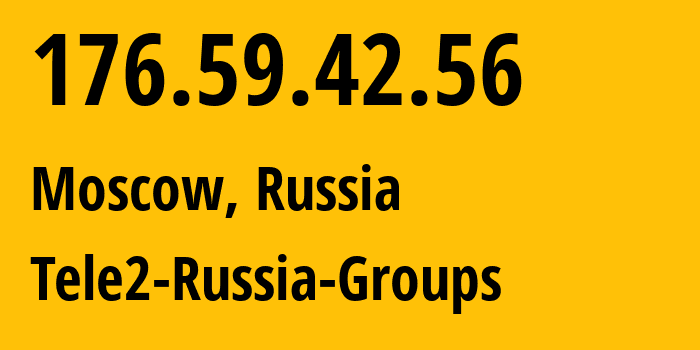 IP address 176.59.42.56 (Moscow, Moscow, Russia) get location, coordinates on map, ISP provider AS12958 Tele2-Russia-Groups // who is provider of ip address 176.59.42.56, whose IP address