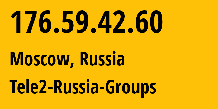 IP-адрес 176.59.42.60 (Москва, Москва, Россия) определить местоположение, координаты на карте, ISP провайдер AS12958 Tele2-Russia-Groups // кто провайдер айпи-адреса 176.59.42.60