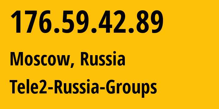 IP address 176.59.42.89 (Moscow, Moscow, Russia) get location, coordinates on map, ISP provider AS12958 Tele2-Russia-Groups // who is provider of ip address 176.59.42.89, whose IP address