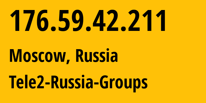 IP-адрес 176.59.42.211 (Москва, Москва, Россия) определить местоположение, координаты на карте, ISP провайдер AS12958 Tele2-Russia-Groups // кто провайдер айпи-адреса 176.59.42.211