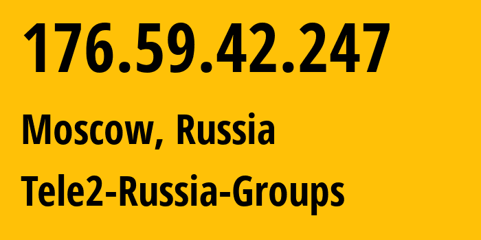 IP address 176.59.42.247 (Moscow, Moscow, Russia) get location, coordinates on map, ISP provider AS12958 Tele2-Russia-Groups // who is provider of ip address 176.59.42.247, whose IP address