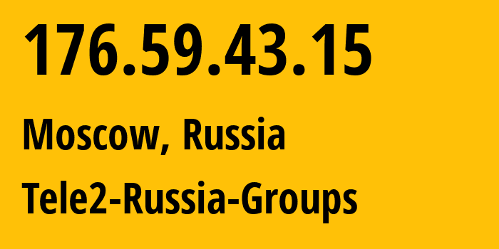 IP-адрес 176.59.43.15 (Москва, Москва, Россия) определить местоположение, координаты на карте, ISP провайдер AS12958 Tele2-Russia-Groups // кто провайдер айпи-адреса 176.59.43.15