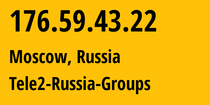 IP address 176.59.43.22 (Moscow, Moscow, Russia) get location, coordinates on map, ISP provider AS12958 Tele2-Russia-Groups // who is provider of ip address 176.59.43.22, whose IP address