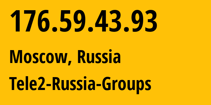 IP-адрес 176.59.43.93 (Москва, Москва, Россия) определить местоположение, координаты на карте, ISP провайдер AS12958 Tele2-Russia-Groups // кто провайдер айпи-адреса 176.59.43.93