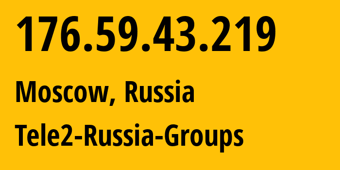 IP-адрес 176.59.43.219 (Москва, Москва, Россия) определить местоположение, координаты на карте, ISP провайдер AS12958 Tele2-Russia-Groups // кто провайдер айпи-адреса 176.59.43.219