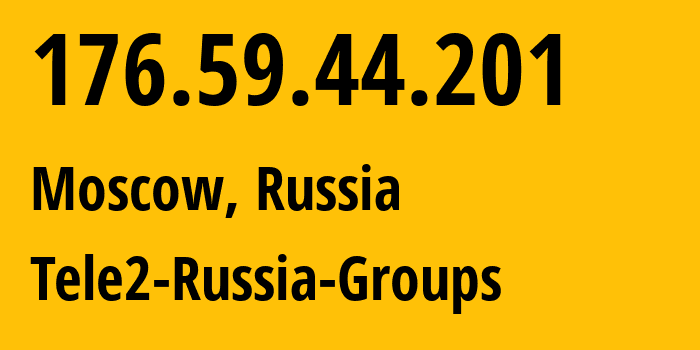 IP address 176.59.44.201 (Moscow, Moscow, Russia) get location, coordinates on map, ISP provider AS12958 Tele2-Russia-Groups // who is provider of ip address 176.59.44.201, whose IP address