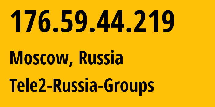 IP-адрес 176.59.44.219 (Москва, Москва, Россия) определить местоположение, координаты на карте, ISP провайдер AS12958 Tele2-Russia-Groups // кто провайдер айпи-адреса 176.59.44.219