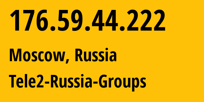 IP-адрес 176.59.44.222 (Москва, Москва, Россия) определить местоположение, координаты на карте, ISP провайдер AS12958 Tele2-Russia-Groups // кто провайдер айпи-адреса 176.59.44.222