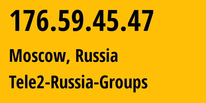 IP address 176.59.45.47 (Moscow, Moscow, Russia) get location, coordinates on map, ISP provider AS12958 Tele2-Russia-Groups // who is provider of ip address 176.59.45.47, whose IP address