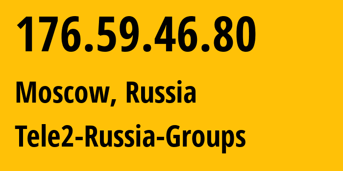 IP address 176.59.46.80 (Moscow, Moscow, Russia) get location, coordinates on map, ISP provider AS12958 Tele2-Russia-Groups // who is provider of ip address 176.59.46.80, whose IP address