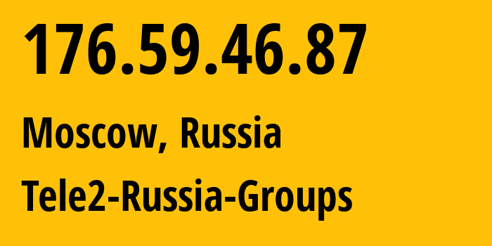 IP address 176.59.46.87 (Moscow, Moscow, Russia) get location, coordinates on map, ISP provider AS12958 Tele2-Russia-Groups // who is provider of ip address 176.59.46.87, whose IP address