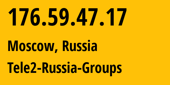 IP address 176.59.47.17 (Moscow, Moscow, Russia) get location, coordinates on map, ISP provider AS12958 Tele2-Russia-Groups // who is provider of ip address 176.59.47.17, whose IP address