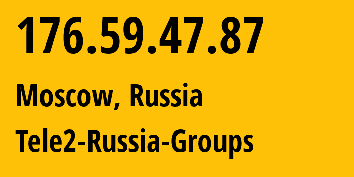 IP-адрес 176.59.47.87 (Москва, Москва, Россия) определить местоположение, координаты на карте, ISP провайдер AS12958 Tele2-Russia-Groups // кто провайдер айпи-адреса 176.59.47.87