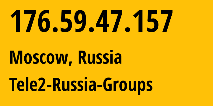 IP address 176.59.47.157 (Moscow, Moscow, Russia) get location, coordinates on map, ISP provider AS12958 Tele2-Russia-Groups // who is provider of ip address 176.59.47.157, whose IP address