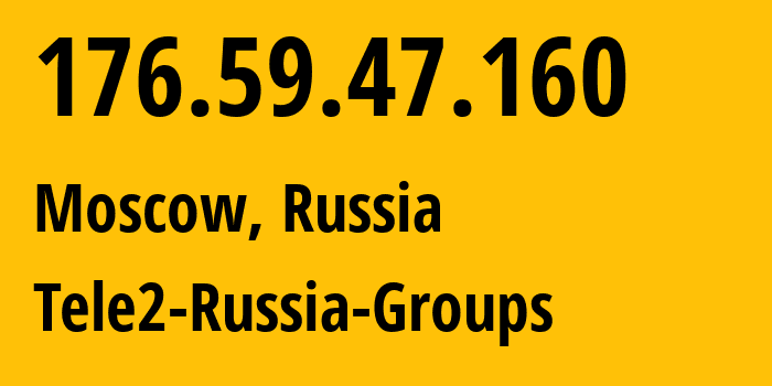 IP-адрес 176.59.47.160 (Москва, Москва, Россия) определить местоположение, координаты на карте, ISP провайдер AS12958 Tele2-Russia-Groups // кто провайдер айпи-адреса 176.59.47.160