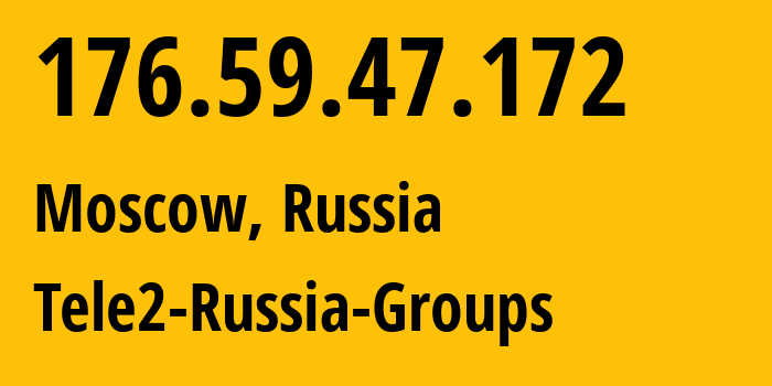 IP-адрес 176.59.47.172 (Москва, Москва, Россия) определить местоположение, координаты на карте, ISP провайдер AS12958 Tele2-Russia-Groups // кто провайдер айпи-адреса 176.59.47.172