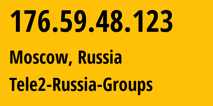 IP address 176.59.48.123 (Moscow, Moscow, Russia) get location, coordinates on map, ISP provider AS12958 Tele2-Russia-Groups // who is provider of ip address 176.59.48.123, whose IP address