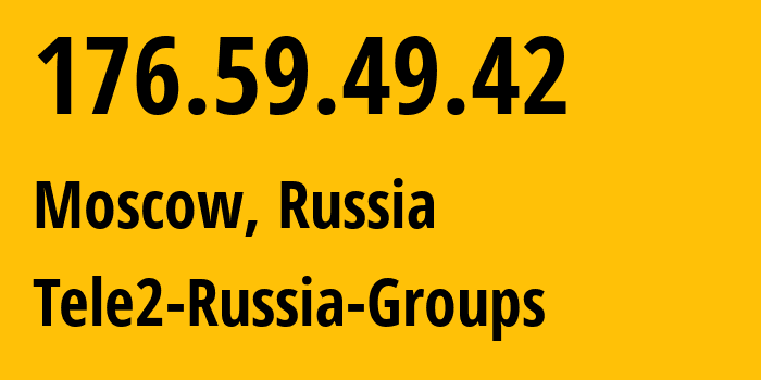 IP-адрес 176.59.49.42 (Москва, Москва, Россия) определить местоположение, координаты на карте, ISP провайдер AS12958 Tele2-Russia-Groups // кто провайдер айпи-адреса 176.59.49.42